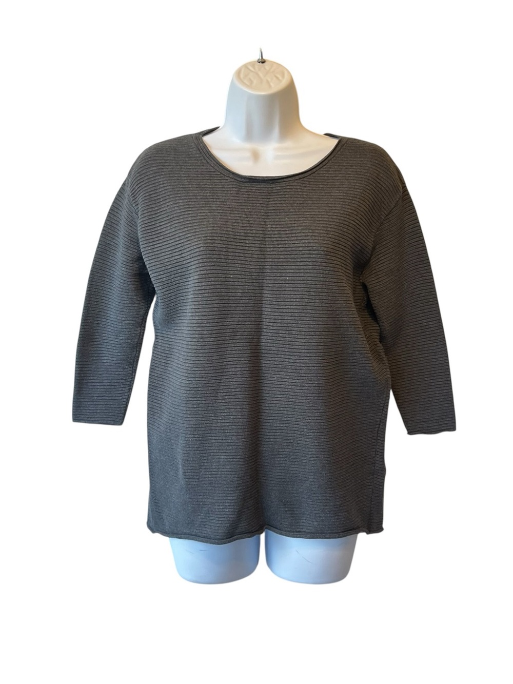 Wilfred Aritzia pullover sweater XS Gray Ribbed knit Silk Cashmere 3/4 Sleeve